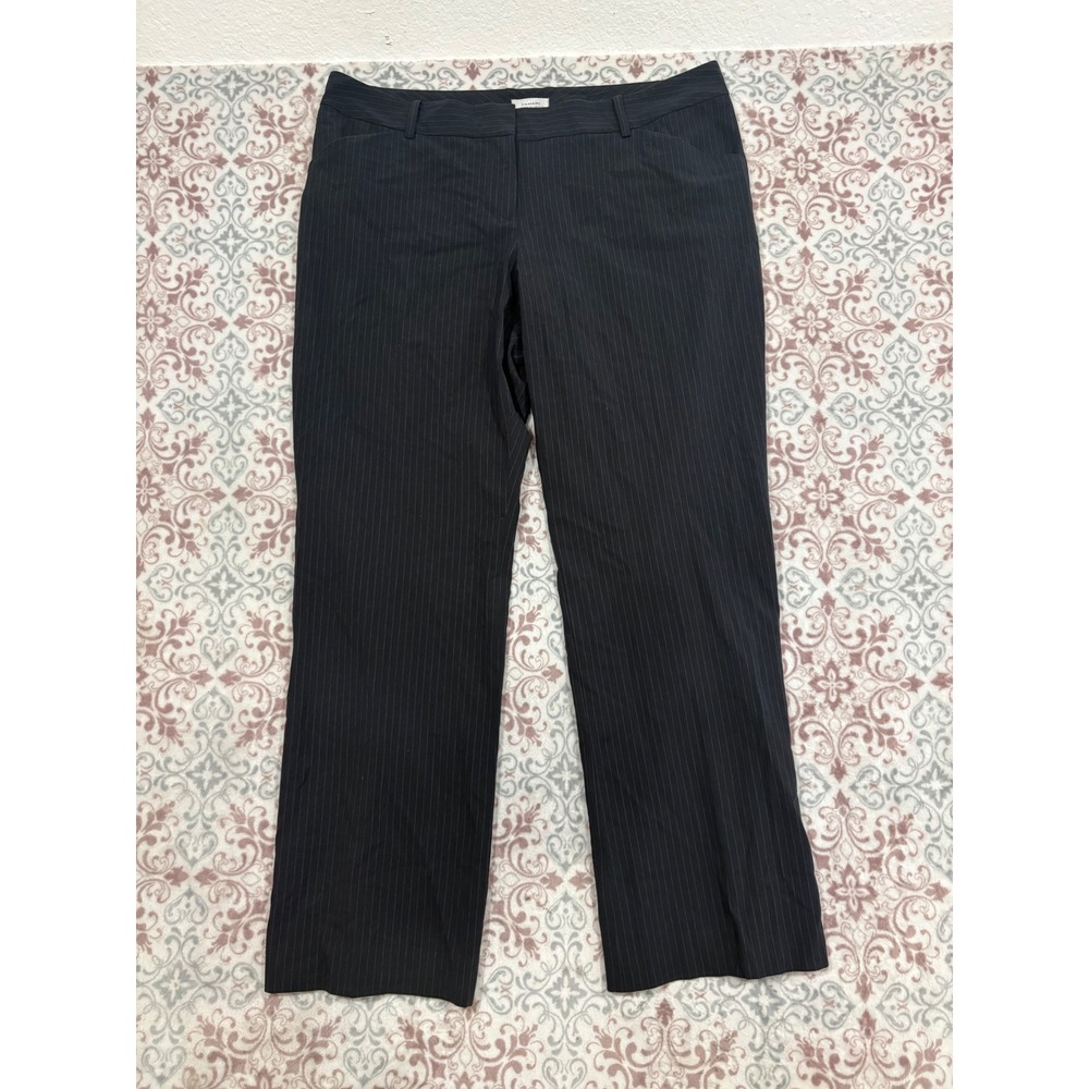 Tahari Arthur S Levine Black Pinstripe Straight Leg Dress Pants Womens 16
